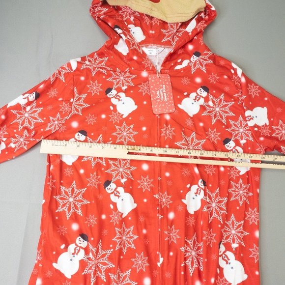Womens Costume Red White Medium Halloween Christmas Snow Man Overall Lounge 1228 - Picture 4 of 6